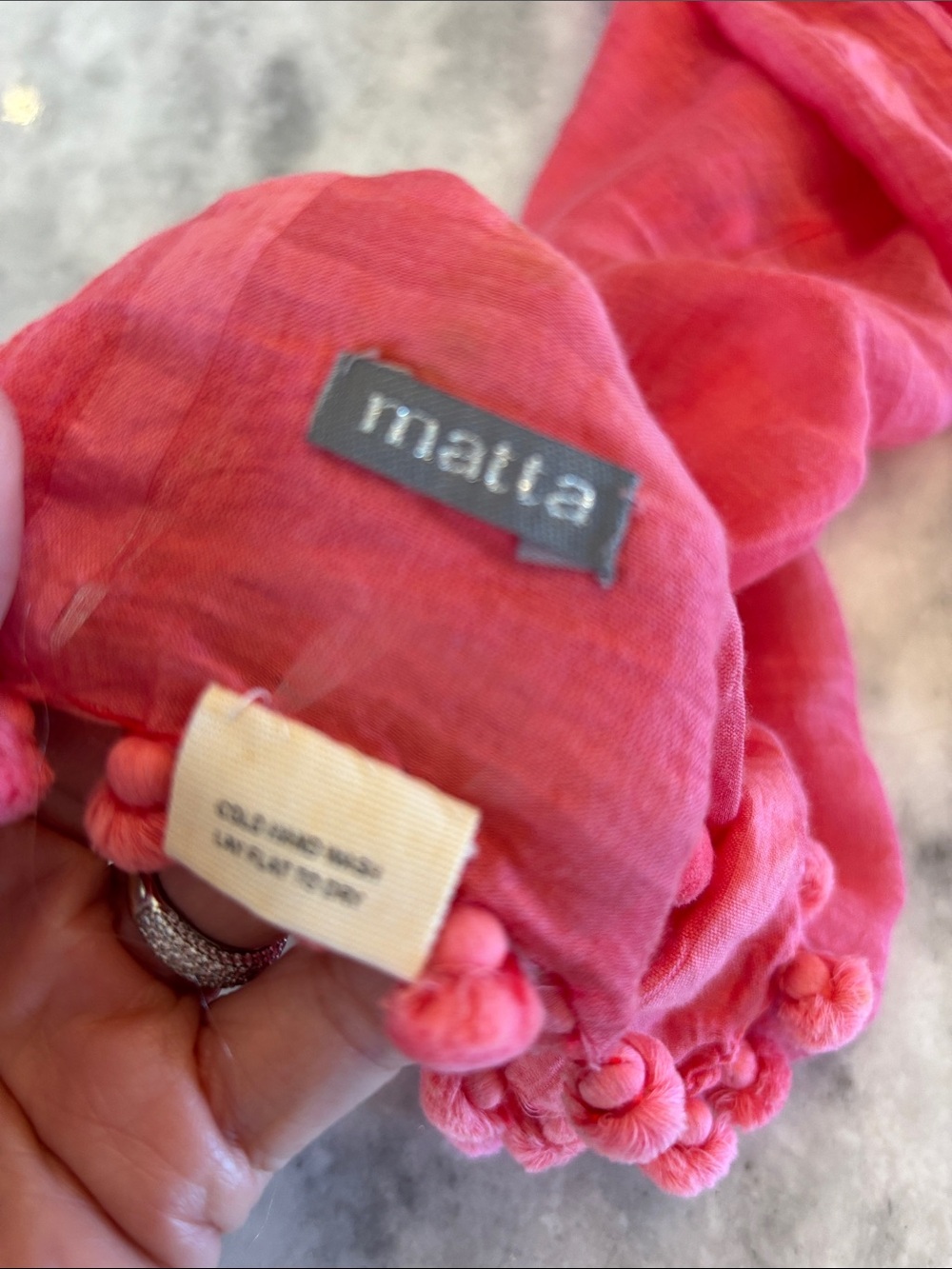 Matta Hot Pink Lightweight Scarf with Pom-Pom Trim - Picture 2 of 6